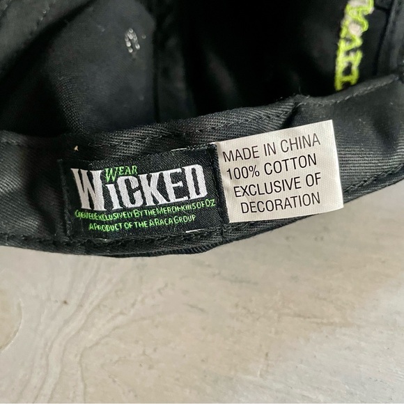 Wicked Broadway Musical Embroidered Black Baseball Cap Hat Defy Gravity 1 Sz NWT - Picture 5 of 7